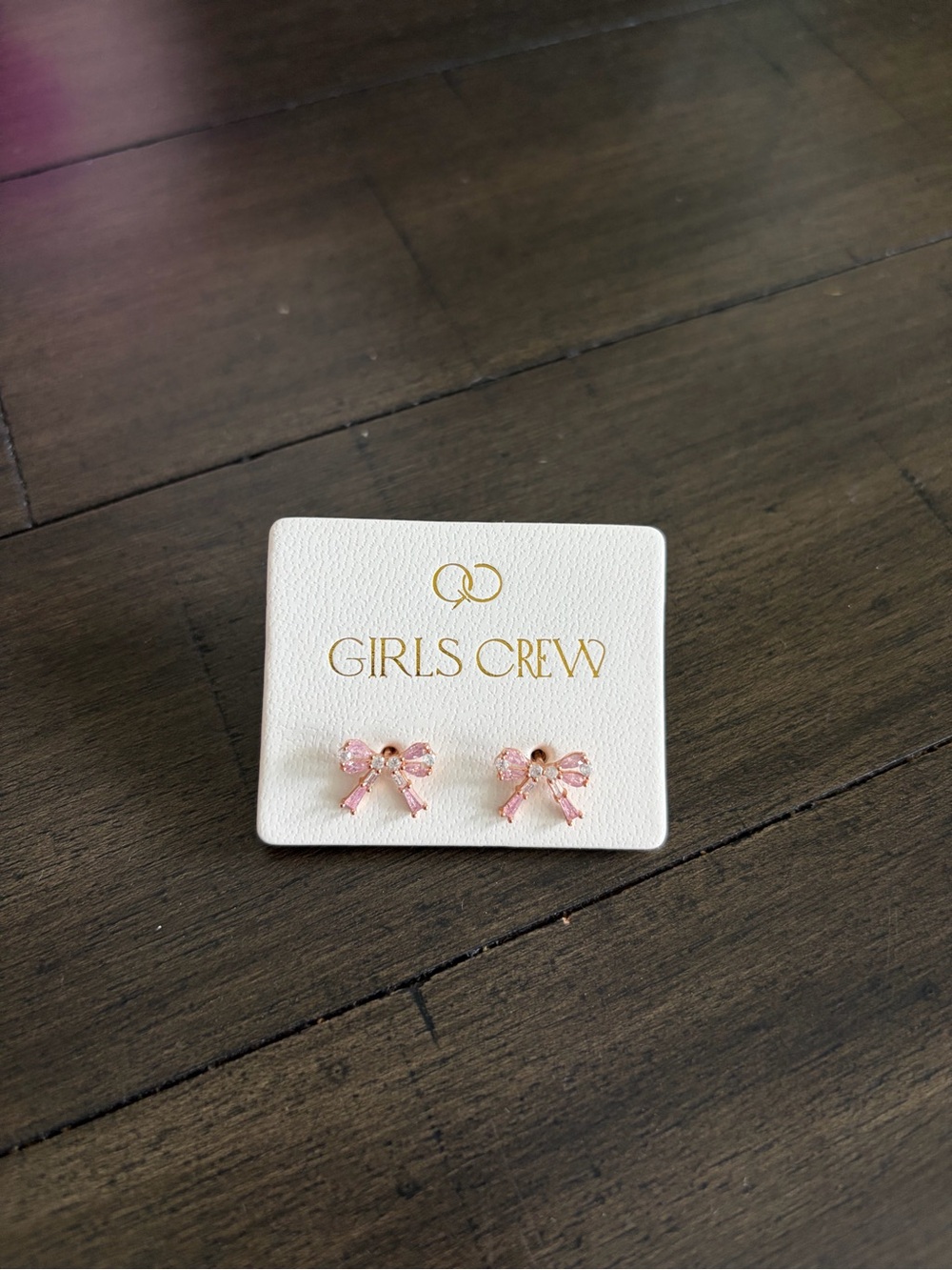 NWT Girls Crew Bow Studs, Pink Girly Earrings